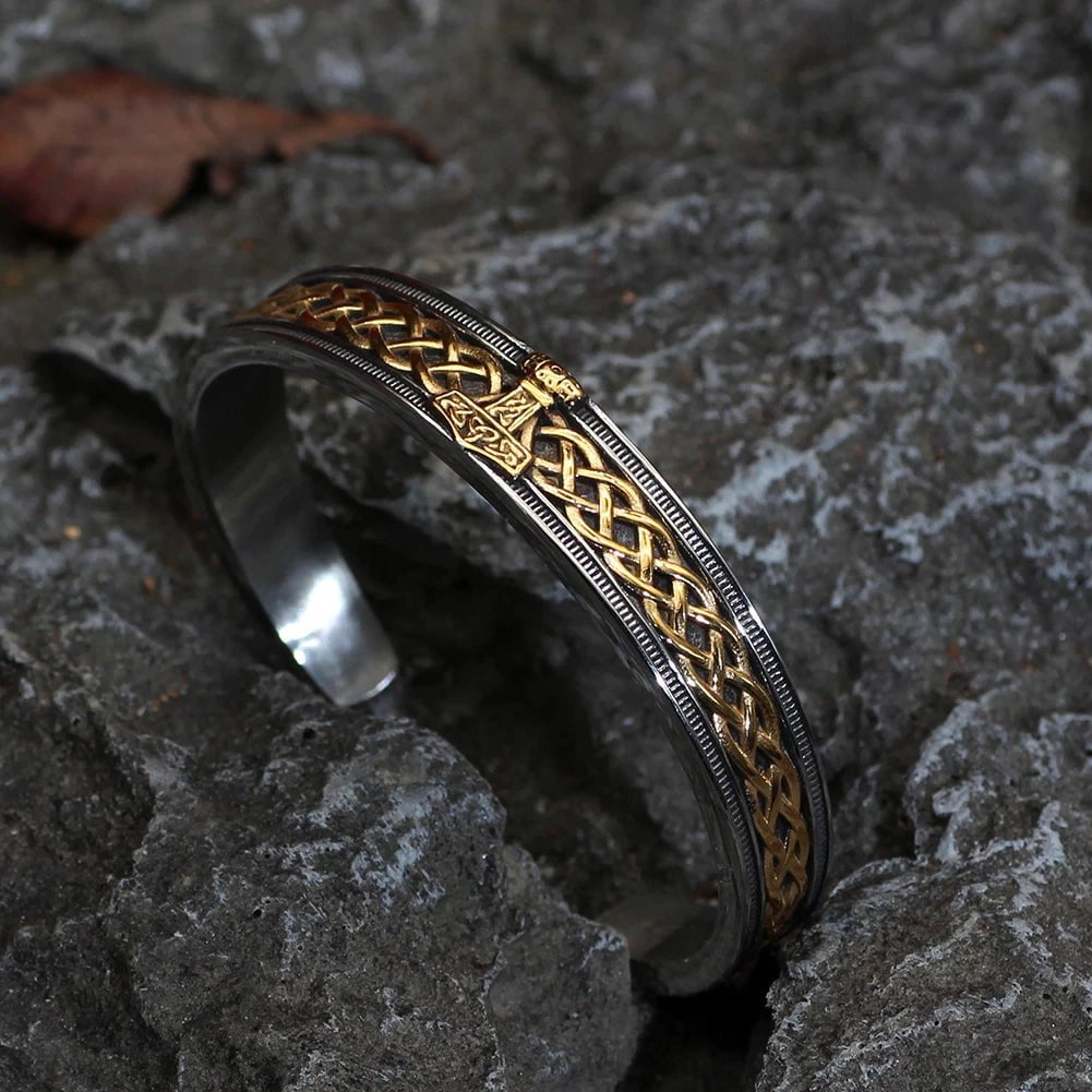 Vikings Thor's Hammer Stainless Steel Bangle Bracelet