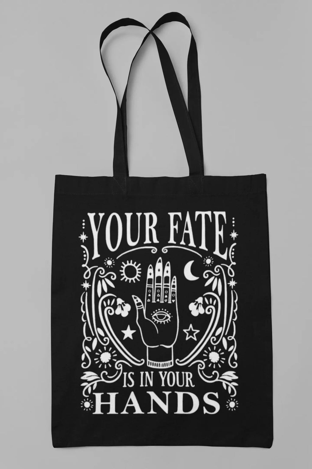 Witchy Fortune Teller, Fate Is In Your Hands, Boho Book Bag