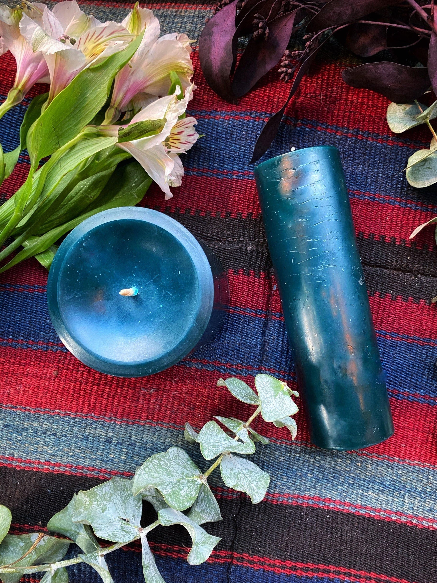 Forrest Green Beeswax Pillar Ritual Candles