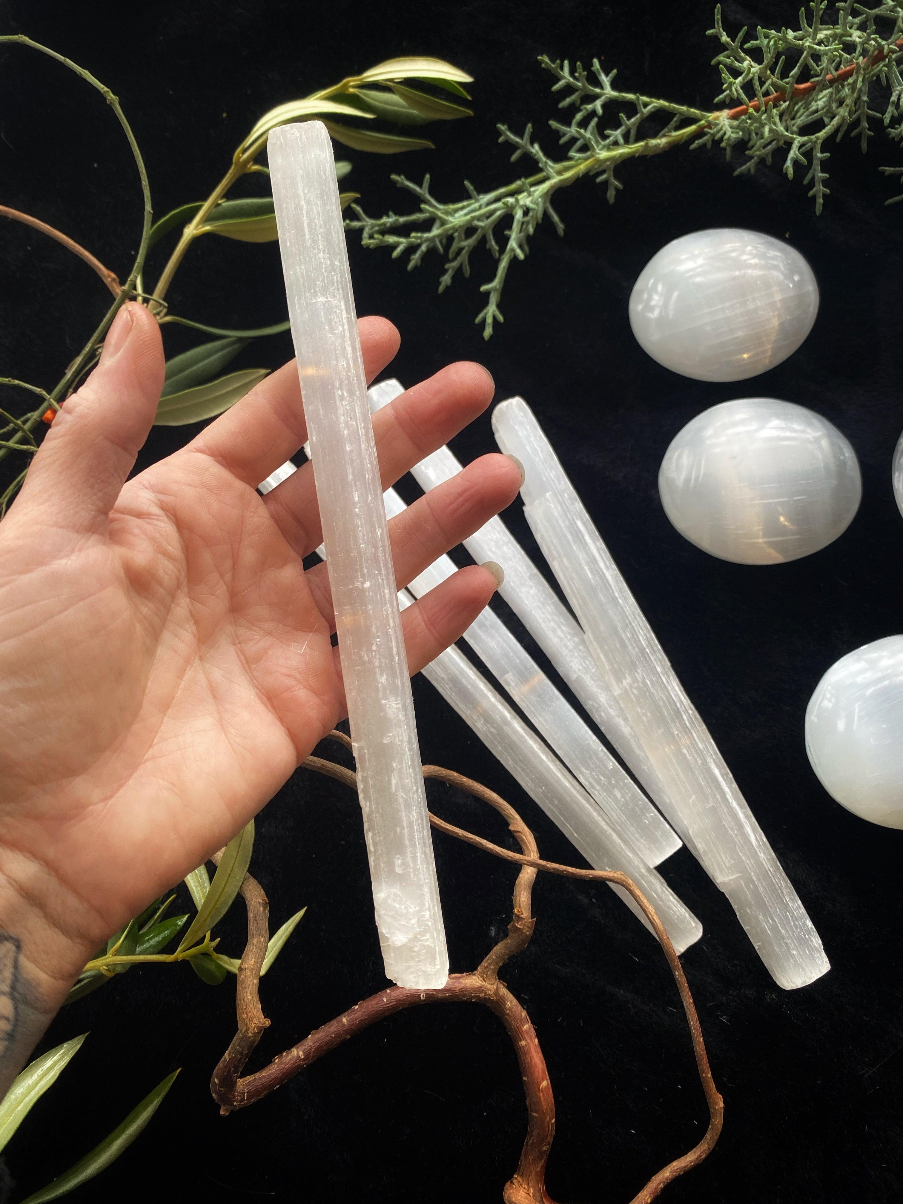 Selenite (Satin Spar) Wands, Towers, Dessert Roses, and Spheres