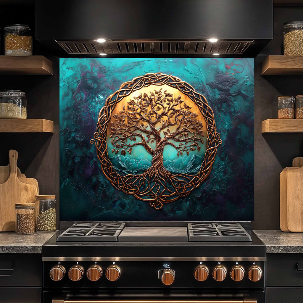 Custom Kitchen Backsplash – Emerald Life Tempered Glass Stove Backsplash