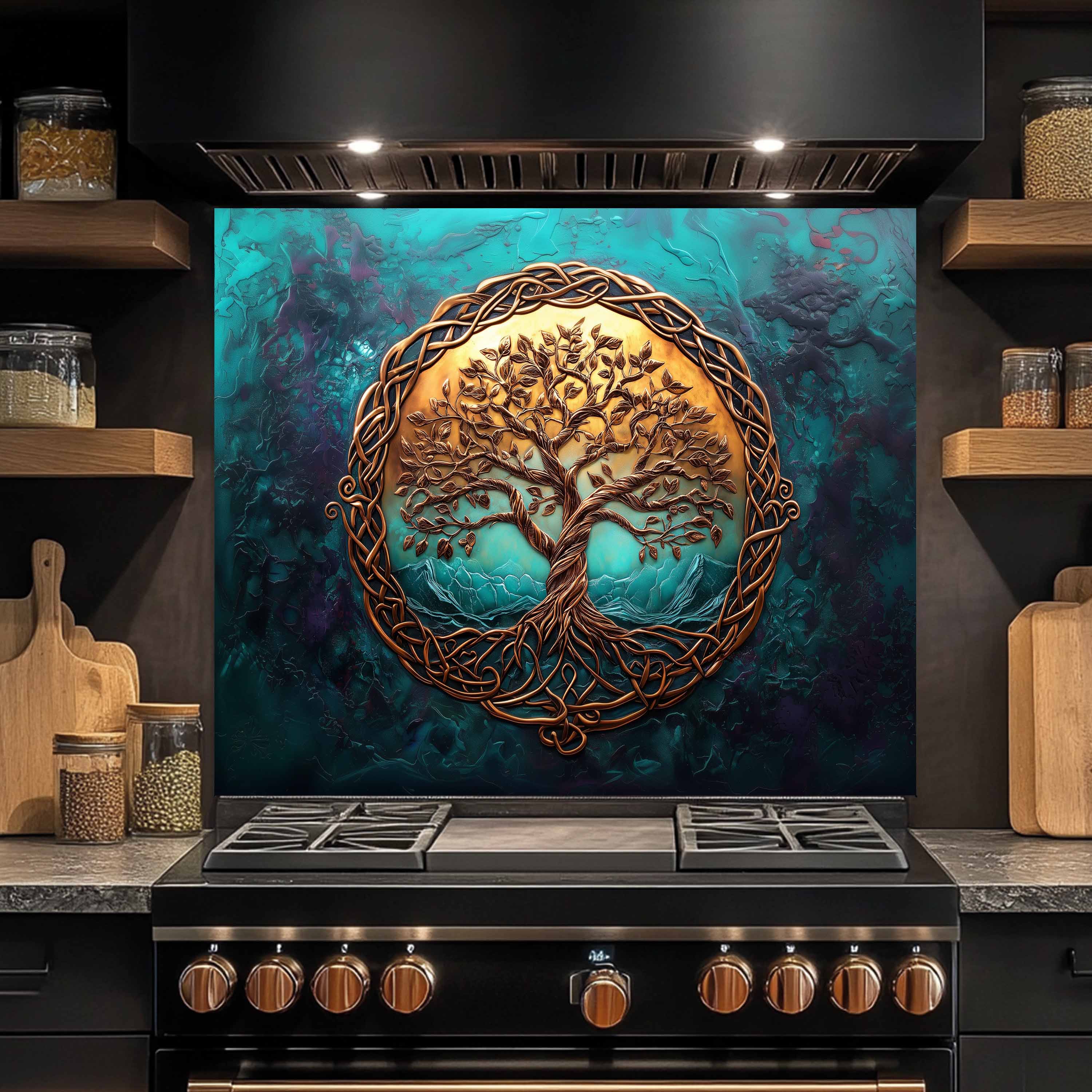 Custom Kitchen Backsplash – Emerald Life Tempered Glass Stove Backsplash